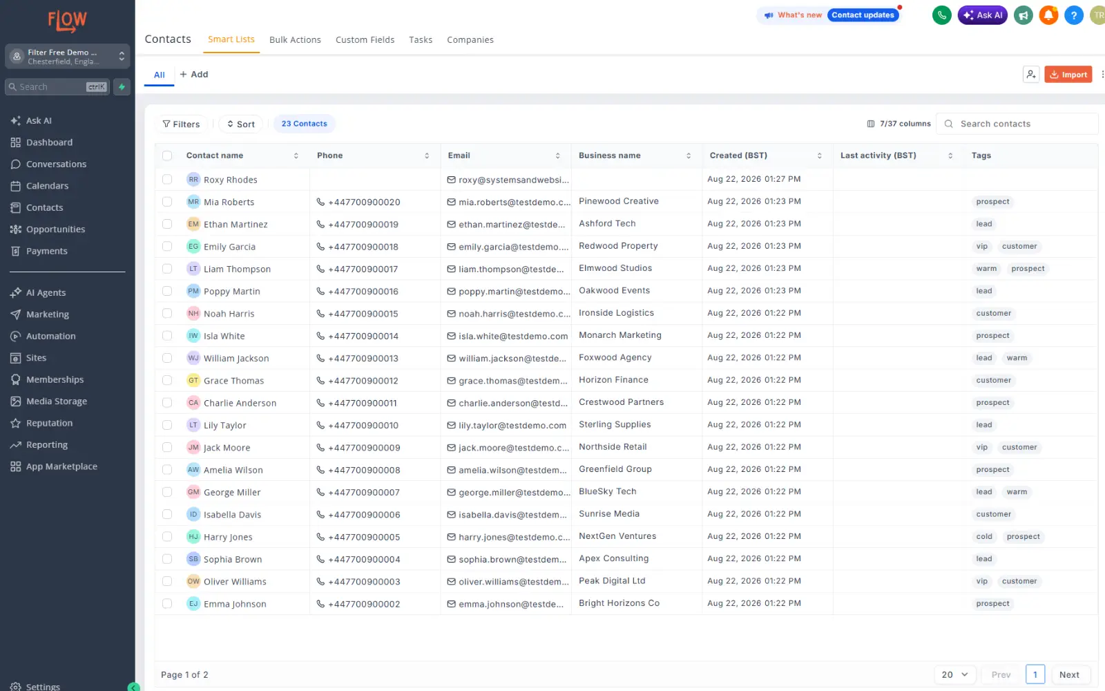 Flow CRM Contacts Flow CRM Contacts