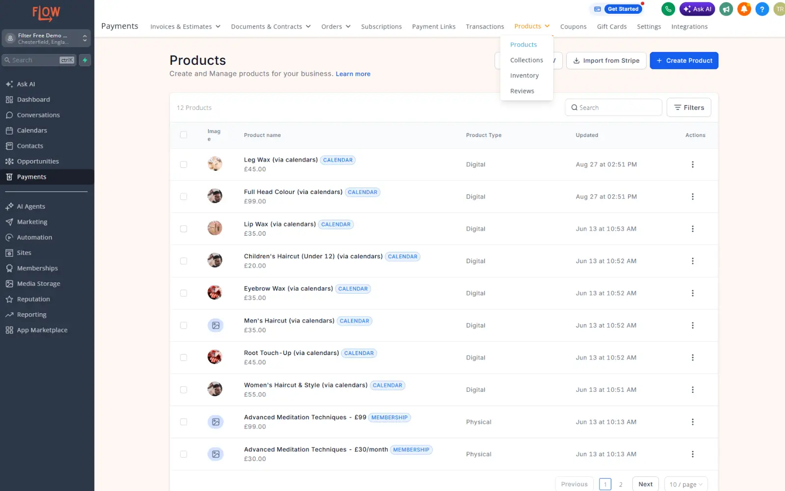 Flow Create a product Flow Create a product