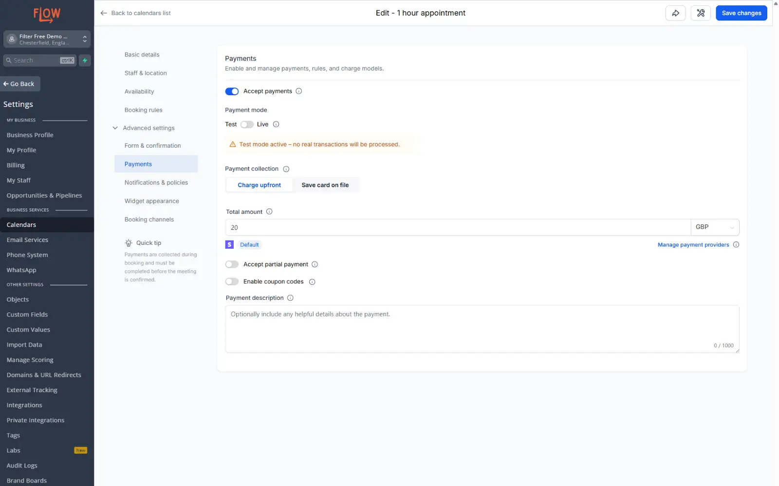 Flow calendar accept payments Flow calendar accept payments